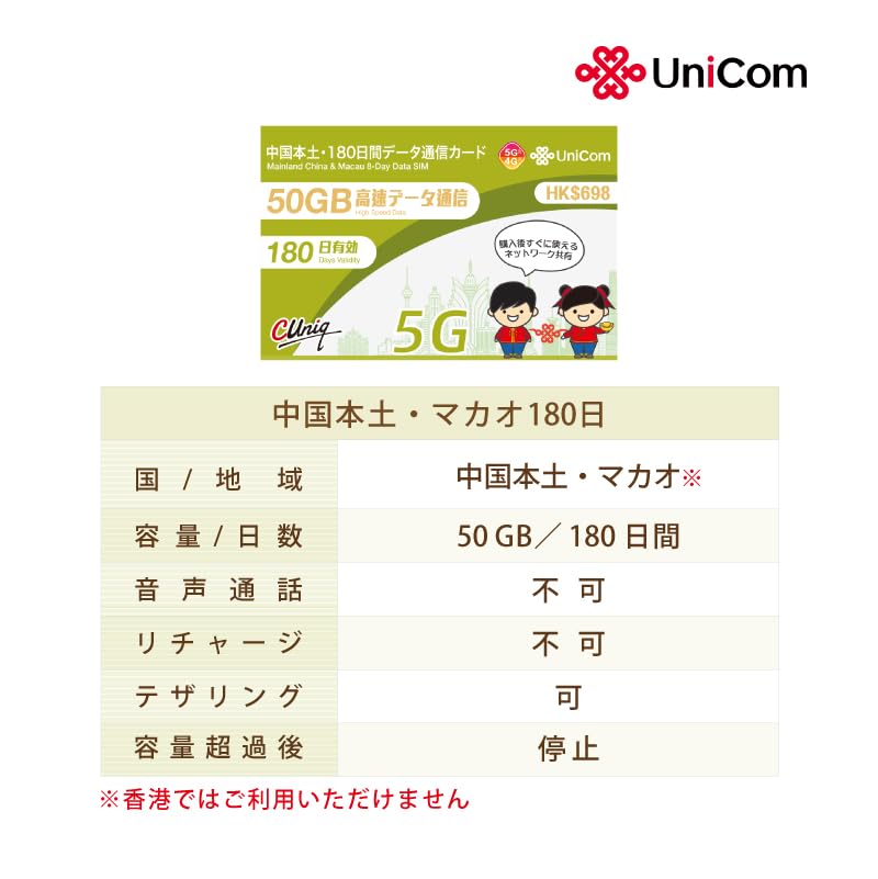 Amazon.co.jp: 【長期滞在用】中国（本土31省）180日間 50GB